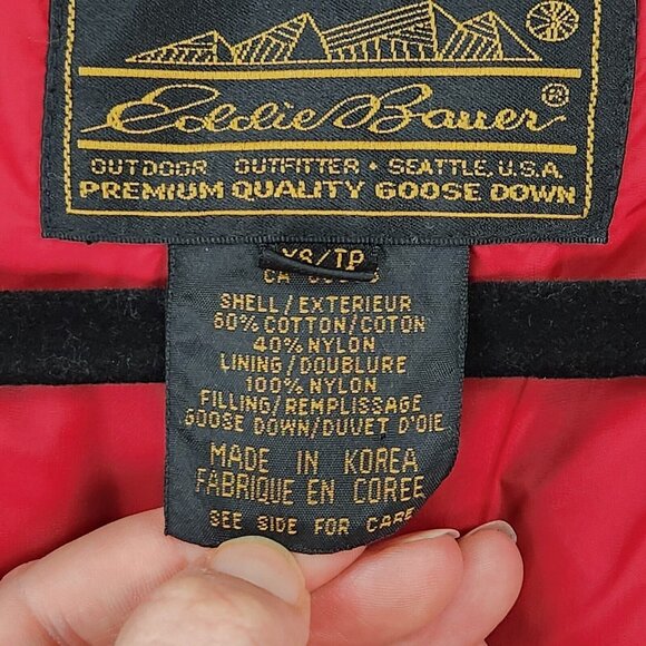 Eddie Bauer Coat Women XS Petite Red Vintage Goose Down Long Parka Hooded Winter - Picture 11 of 16